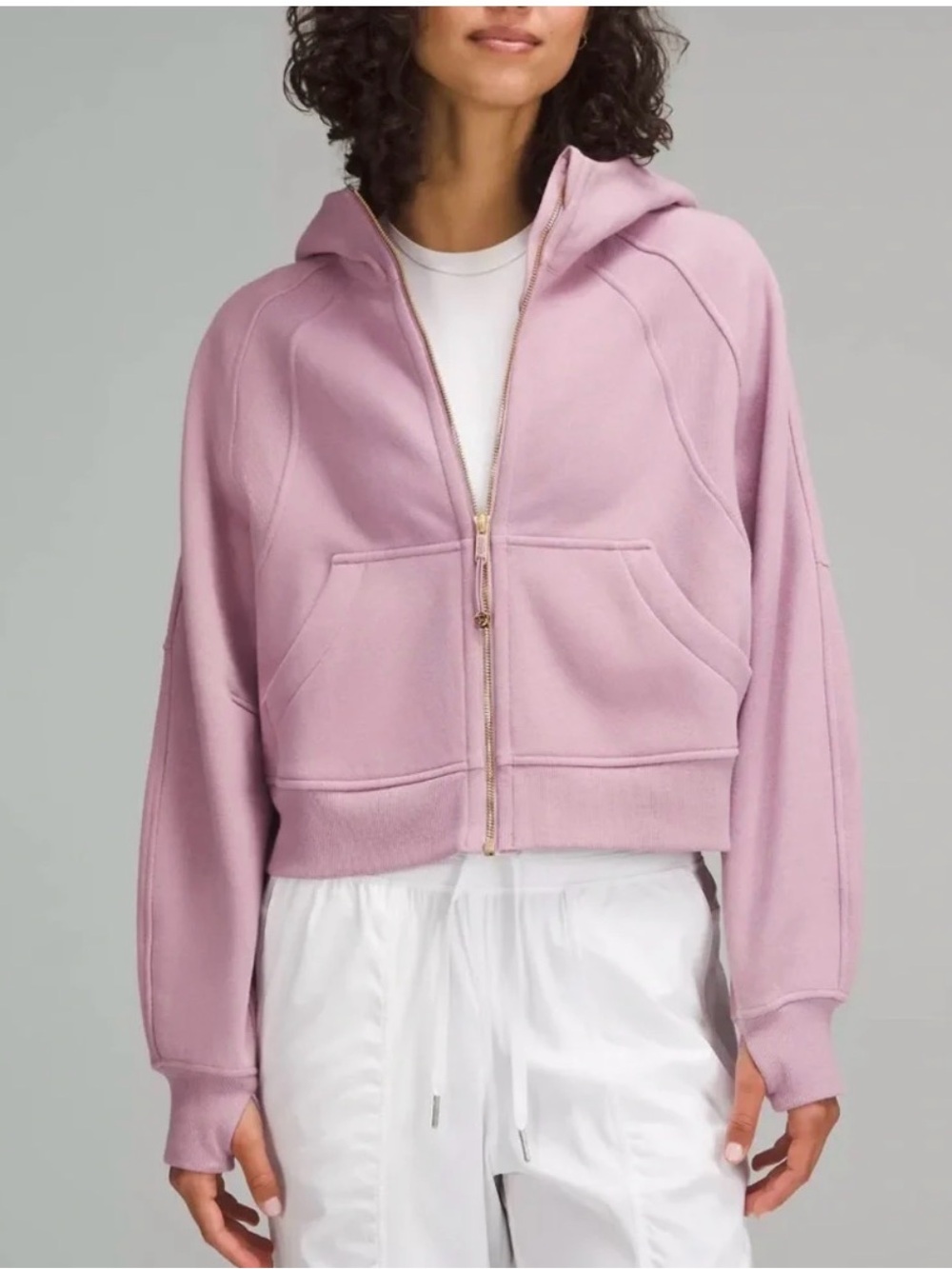 Lululemon Athletica Scuba Oversize Cropped Full Zip-Up Hoodie - Rose Pink, SZ M
